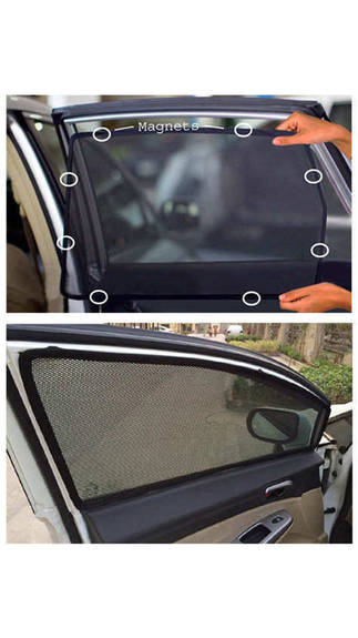Car Magnetic Window Sun Shades For hatchback (4 Pcs.) jet black